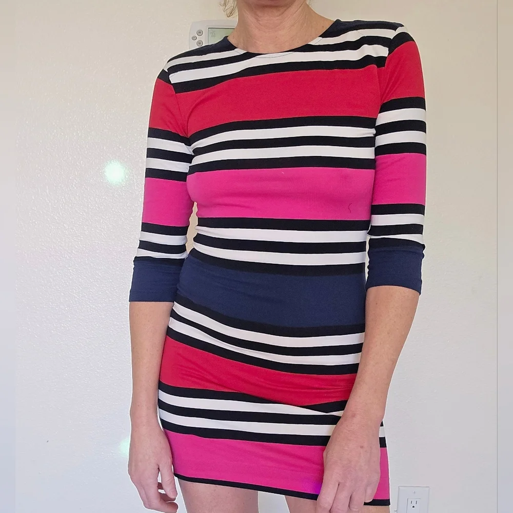 💝Stripe Colorblock Bodycon Dress - Picture 3 of 9